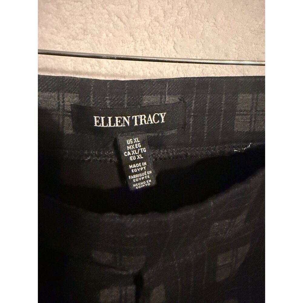 Ellen Tracy Womens XL Black Gray Plaid Pull-On Stretch Pants